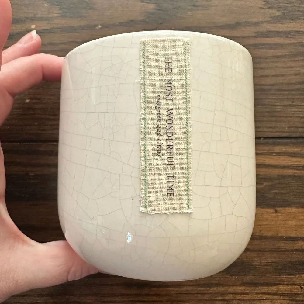 Anthropologie Frosted Bottle Brush Tree Candle